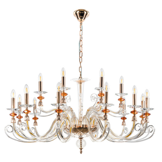 Фото Люстра Crystal Lux CATARINA SP12+6 V2 GOLD/TRANSPARENT-COGNAC